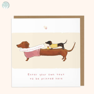 Yellow & Pink Sausage Dogs Dachshund - Square Congratulations Card