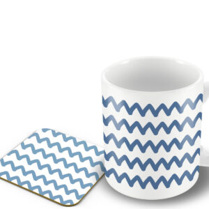 Zig Zag Pattern Wraparound Gift Mug and Coaster Set