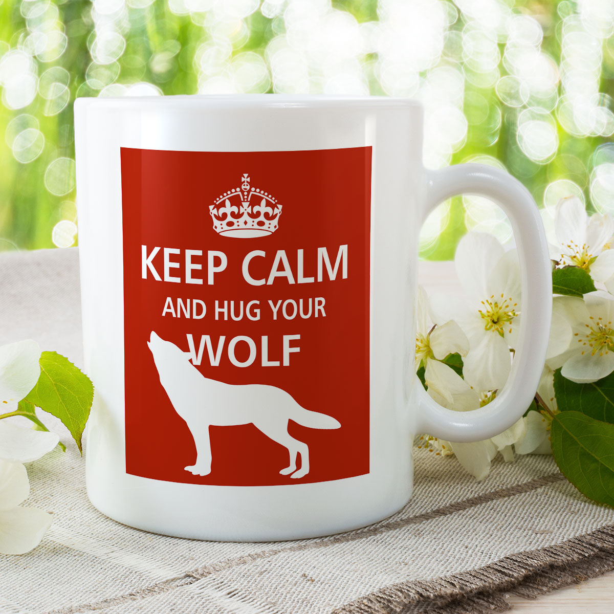Designer Mug - Keep Calm And Hug Your Wolf - Image 2