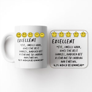 4-Star Excellent Review - Funny Gift Mug and Coaster Set