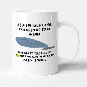 A Blue Whale's Anus Can Open Up To 40 Inches - Funny Personalised Valentines Mug