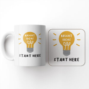 Bright Ideas Start Here - Gift Mug and Coaster Set