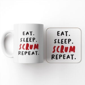 Eat. Sleep. Scrum. Repeat - Rugby Gift Mug And Coaster Set