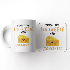 You're The Big Cheese Now Congrats - Funny New Job Mug and Coaster Set Gift