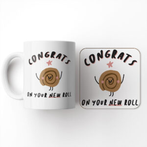 Congrats On Your New Roll - Funny New Job Mug and Coaster Set Gift