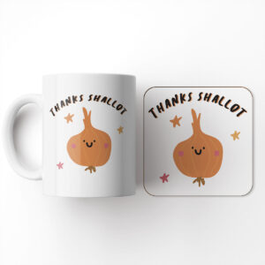 Thanks Shallot - Funny Thank You Mug and Coaster Set Gift