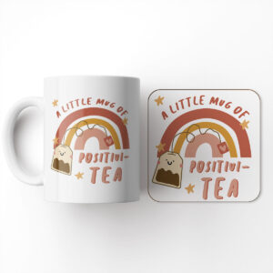 A Little Mug Of Positivi-Tea - Funny Mug and Coaster Set Gift