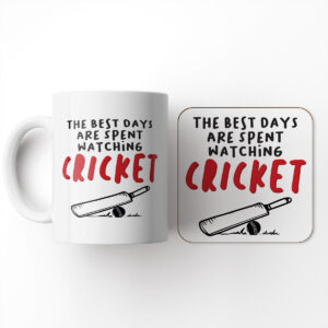 The Best Days Are Spent Watching Cricket - Gift Mug And Coaster Set