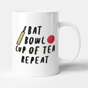 Bat. Bowl. Cup Of Tea. Repeat. - Cricket Gift Mug