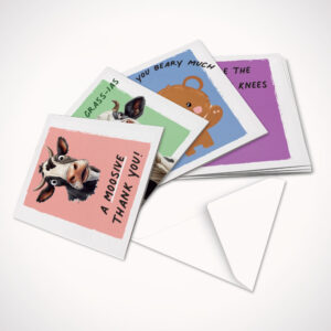 A Moosive Thank You - 5 Funny Animal Designs Thank You Square Greeting Card X10