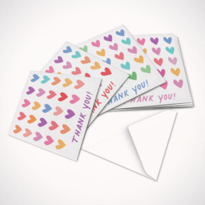 Thank You! - 5 Heart Designs Thank You Square Greeting Card X10
