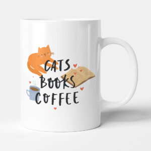 Cats. Books. Coffee. - Funny Gift Pet Book Lover Mug