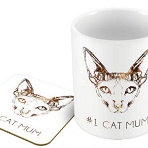 #1 CAT Mum - Egyptian Cat Illustration - Tortoise Shell - Mug & Coaster