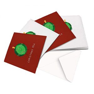 10 Christmas Cards, 2 Designs - Original Christmas Pea Funny Illustration - Square Greeting Card X10