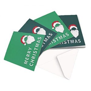 10 Christmas Cards, 2 Designs - Original Father Christmas HAT and Beard Design - Square Greeting Card X10