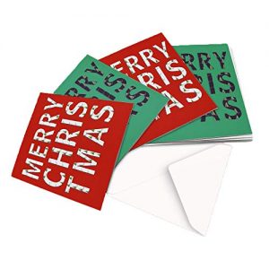 10 Christmas Cards, 2 designs - ORIGINAL CHRISTMAS TREE PATTERN TYPOGRAPHY - Square Greeting Card X10