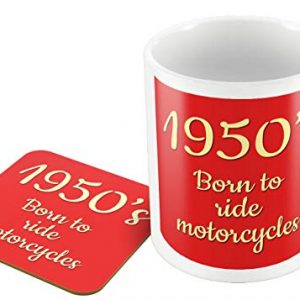 1950's Born to Ride Motorbikes - Mug and Coaster Set