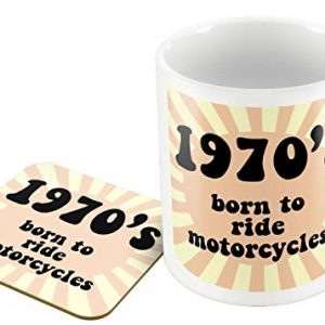 1970's Born to Ride Motorbikes - Mug and Coaster Set