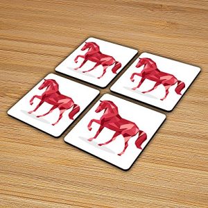 4X Geometric Unique Horse Illustrated Design - Coaster Set