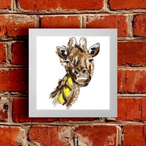 A beautiful, colourful and artistic Giraffe Framed Picture.