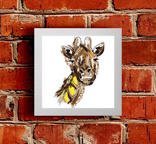 A beautiful, colourful and artistic Giraffe Framed Picture.