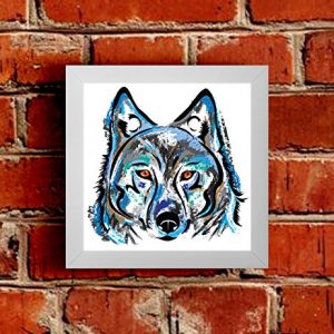 A beautiful, colourful and artistic Wolf Framed Picture.