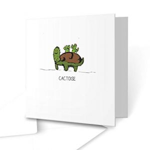 'Cactoise' Original Illustration Cactus/Tortoise Design - Square Greeting Card