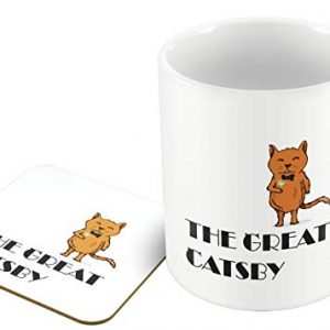 'The Great Catsby' Funny Original Hand Drawn cat Illustration - Mug & Coaster