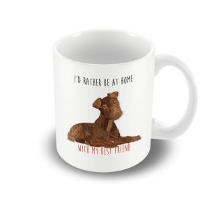 A Detailed Patterdale Terrier Illustration 'I'd rather be at home printed mug
