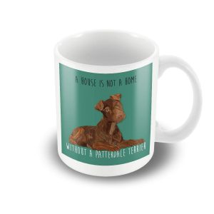 A Detailed Patterdale Terrier Illustration 'house not home.' jade green printed mug