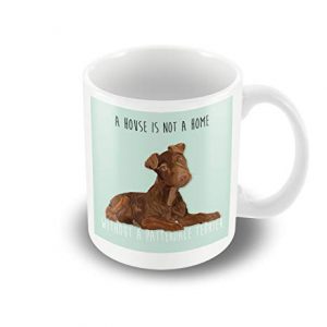 A Detailed Patterdale Terrier Illustration 'house not home.' pale green printed mug