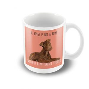 A Detailed Patterdale Terrier Illustration 'house not home.' pink printed mug