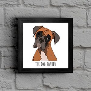 'The dog father' Original illustrated Boxer dog art print - Black